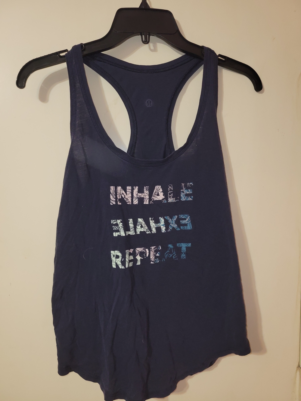 lululemon athletica Women’s Navy Racerback Tank - "Inhale Exhale Repeat"